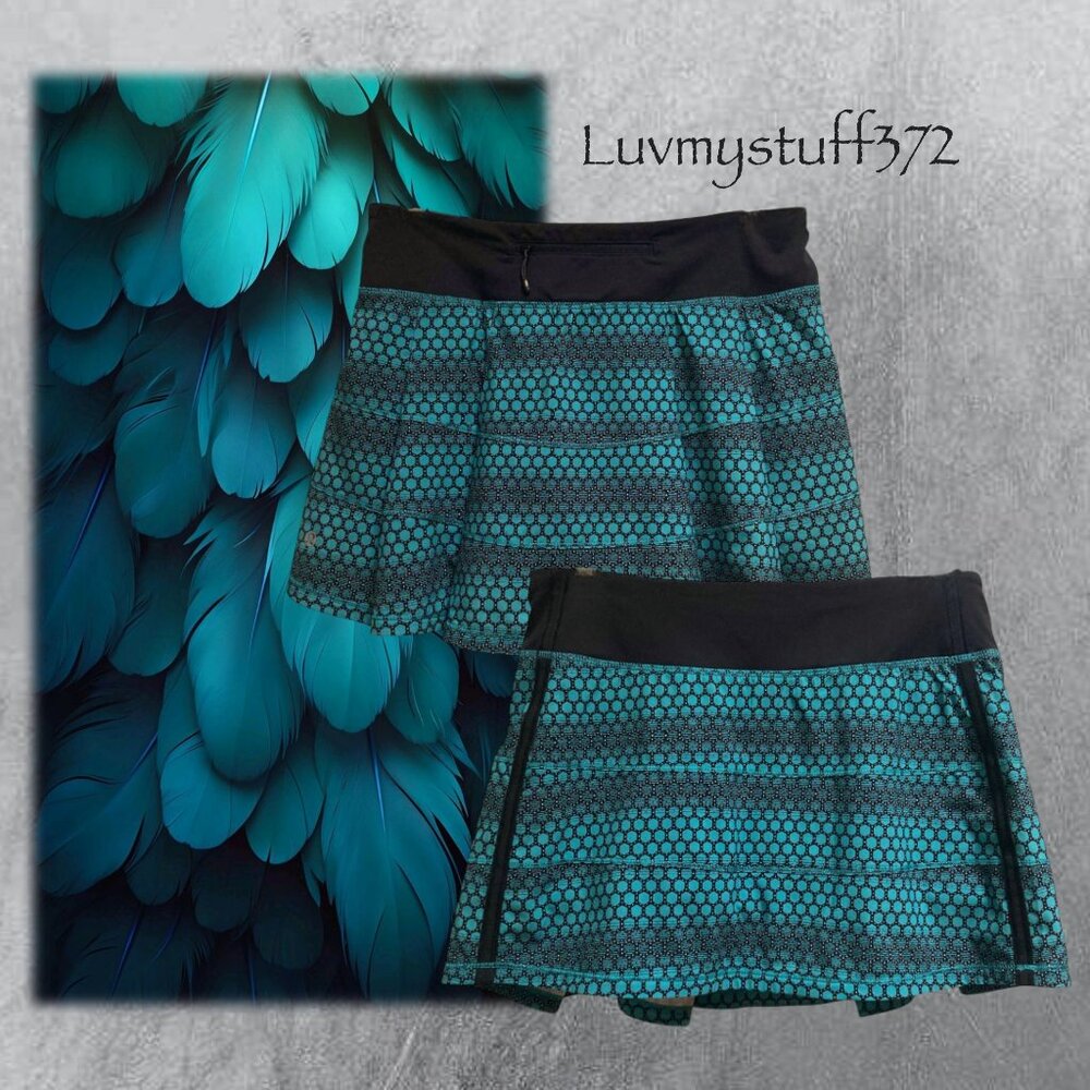 Rare Lululemon Geo Peacock Black Pace Rival Skirt